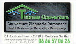 Thomas-couverture Saint-Denis-sur-Sarthon, Couverture, Charpente, Entretien / nettoyage de toiture, Isolation des combles, Isolation extérieure, Ramonage, Rénovation de toiture, Zinguerie et gouttières