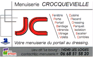 JC Menuiserie Crocquevieille Loges, Installation de portail ou porte de garage, Agrandissement et extensions, Aménagement de combles, Aménagement de cuisine, Aménagement intérieur, Construction de terrasse traditionnelle, Construction de véranda, Fabrication de meuble sur mesure, Installation de fenêtres, Installation de portes, Menuiserie extérieure, Restauration de meuble