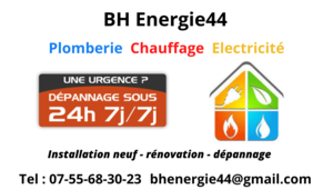 BH Energie44  Saint-Nazaire, Plomberie générale, Artisan du bâtiment, Chauffage, Chauffage au gaz, Chauffage électrique, Débouchage d'égouts, Débouchage d'évier, Débouchage de canalisation en urgence, Débouchage de douche, Débouchage de lavabo, Débouchage de wc et toilettes, Débouchage et dégorgement toutes canalisations, Dépannage chauffage, Dépannage électricité, Dépannage plomberie, Électricité générale, Installation de ventilation, Installation douche à l'italienne, Mise en conformité électrique, Plancher chauffant, Plomberie générale, Rénovation des installations électriques